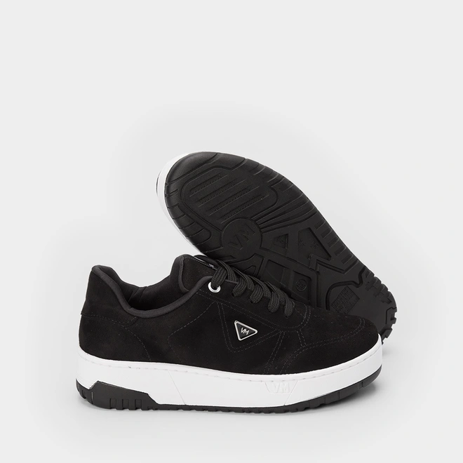 Tênis Via Marte Flatform Aplicação Logo Nobuck Preto