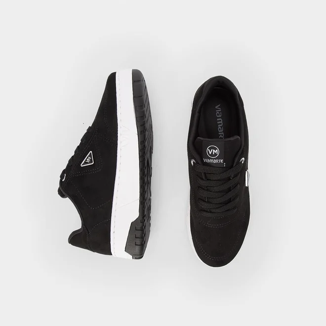 Tênis Via Marte Flatform Aplicação Logo Nobuck Preto