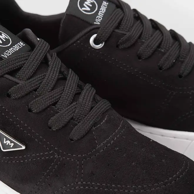Tênis Via Marte Flatform Aplicação Logo Nobuck Preto