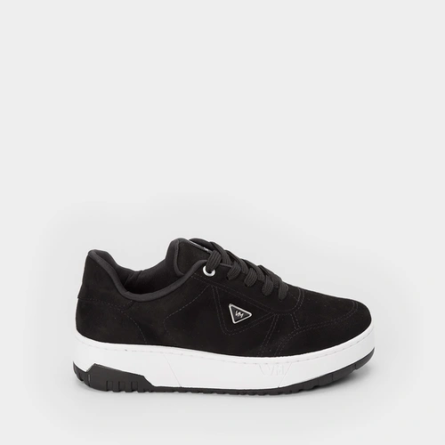 Tênis Via Marte Flatform Aplicação Logo Nobuck Preto