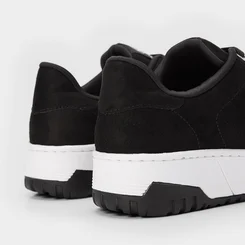 Tênis Via Marte Flatform Aplicação Logo Nobuck Preto