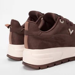 Tênis Via Marte Chunky Nobuck Detalhe Strass Marrom