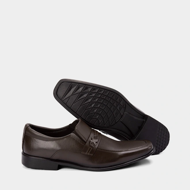 Sapato Social Masculino Woche Texturizado com Fivela Marrom