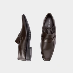 Sapato Social Masculino Woche Texturizado com Fivela Marrom