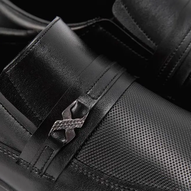 Sapato Social Masculino Woche Texturizado com Fivela Preto