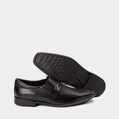 Sapato Social Masculino Woche Texturizado com Fivela Preto