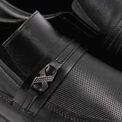 Sapato Social Masculino Woche Texturizado com Fivela Preto