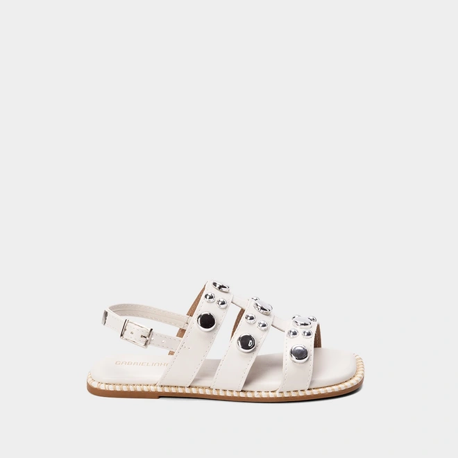 Sandália Rasteira Infantil Gabrielinha Metal Nickel Off White