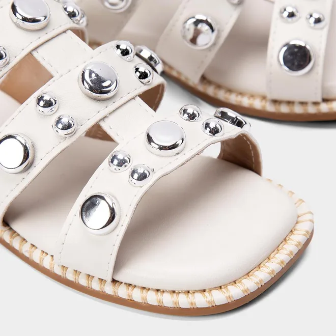 Sandália Rasteira Infantil Gabrielinha Metal Nickel Off White