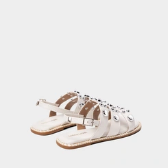 Sandália Rasteira Infantil Gabrielinha Metal Nickel Off White