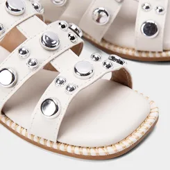 Sandália Rasteira Infantil Gabrielinha Metal Nickel Off White