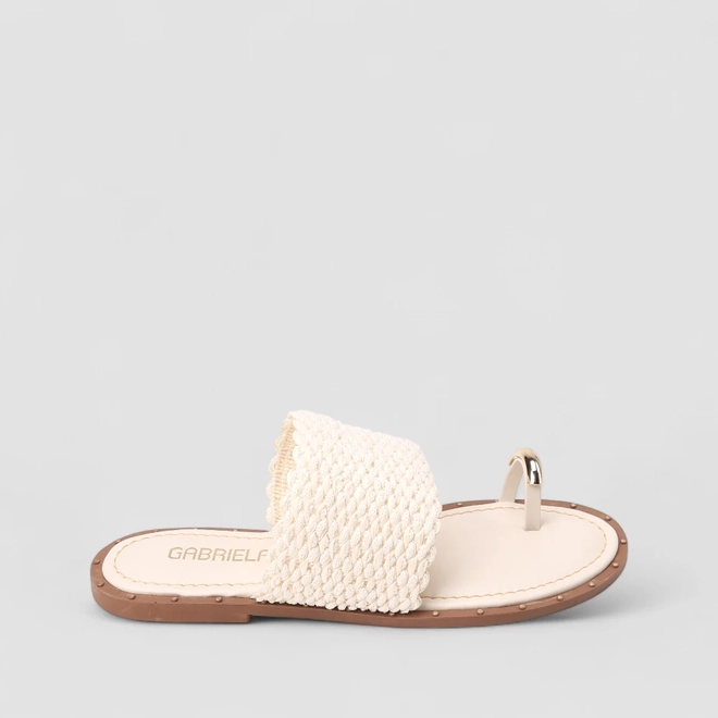 Rasteira Feminina Gabriela Detalhe Bold Rafia Off White