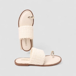 Rasteira Feminina Gabriela Detalhe Bold Rafia Off White