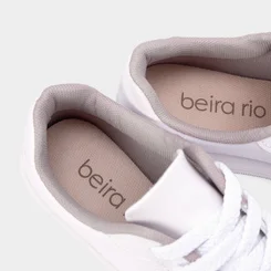 Tênis Casual Feminino Beira Rio Detalhes Em Costura Branco