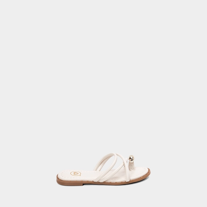 Rasteira Infantil Molekinha Tiras Cruzadas Enfeite Bold Off White