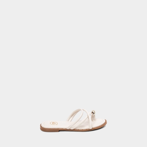 Rasteira Infantil Molekinha Tiras Cruzadas Enfeite Bold Off White