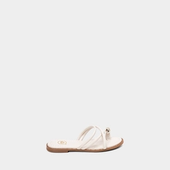 Rasteira Infantil Molekinha Tiras Cruzadas Enfeite Bold Off White