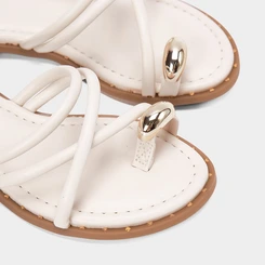 Rasteira Infantil Molekinha Tiras Cruzadas Enfeite Bold Off White