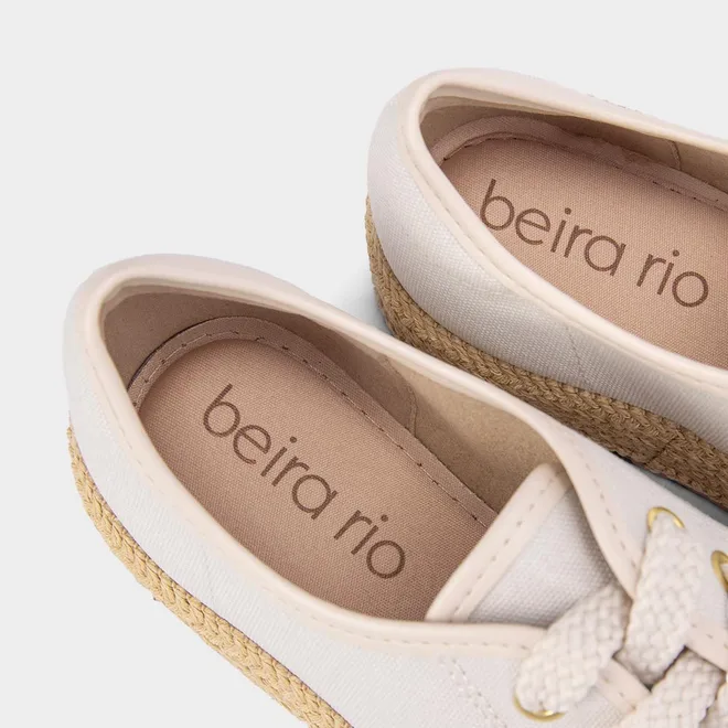 Tênis Casual Feminino Beira Rio Plataforma Ráfia Off White