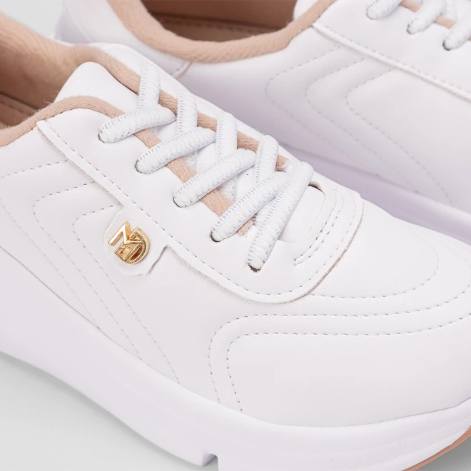 Tênis Modare Casual Recorte Branco & Caramelo