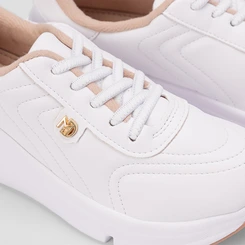 Tênis Modare Casual Recorte Branco & Caramelo