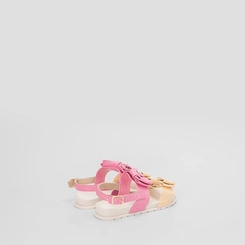 Sandália Infantil Molekinha Duas Tiras Laço Coração Rosa & Amarelo