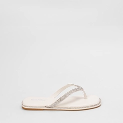 Rasteira Feminina Gabriela Strass Off-White