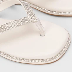 Rasteira Feminina Gabriela Strass Off-White