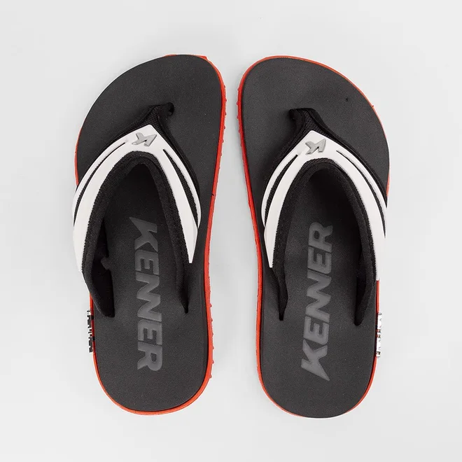 Chinelo Kenner Masculino Kivah Original Preto & Laranja