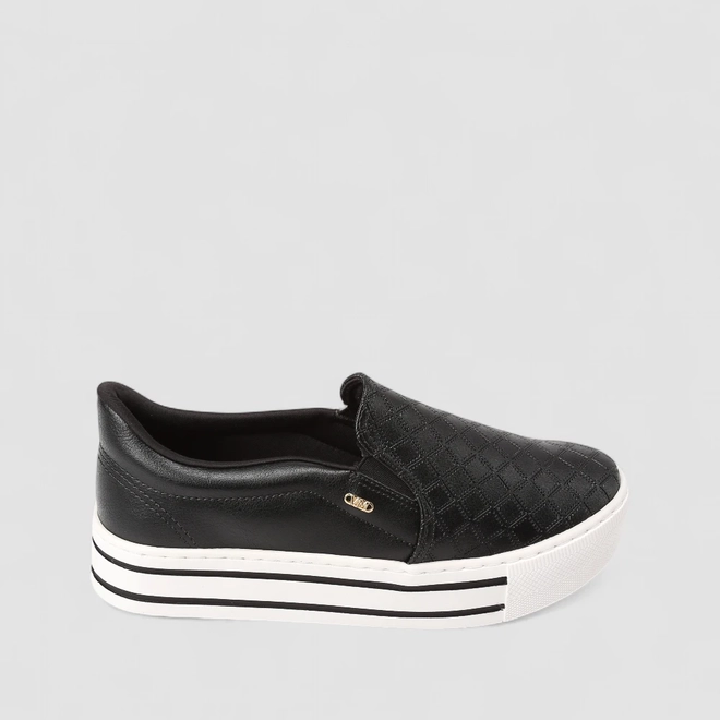 Slip On Feminino Via Marte Plataforma Calce Fácil Preto