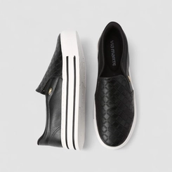 Slip On Feminino Via Marte Plataforma Calce Fácil Preto