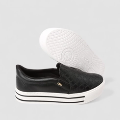 Slip On Feminino Via Marte Plataforma Calce Fácil Preto