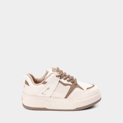 Tênis Casual Feminino Via Marte Toffee Flatform Off White & Marrom