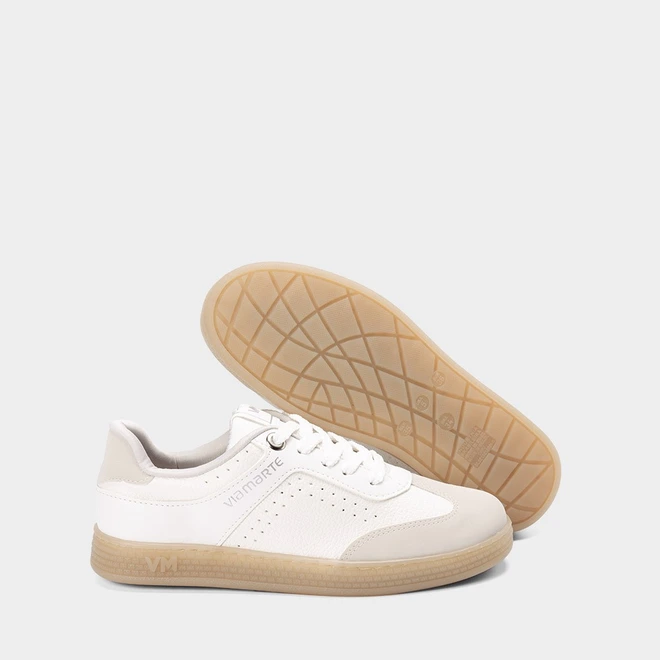 Tênis Casual Via Marte Feminino Prepontos Recortes Perolado Branco