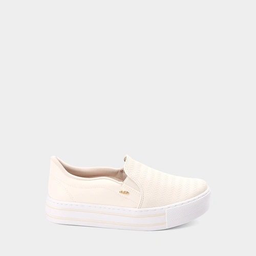 Slip On Feminino Via Marte Flatform Calce Fácil Texturizado Marfim
