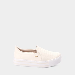Slip On Feminino Via Marte Flatform Calce Fácil Texturizado Marfim