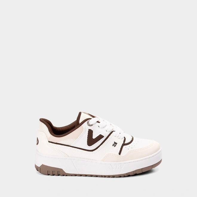 Tênis Casual Feminino Via Marte Flatform Branco & Marrom