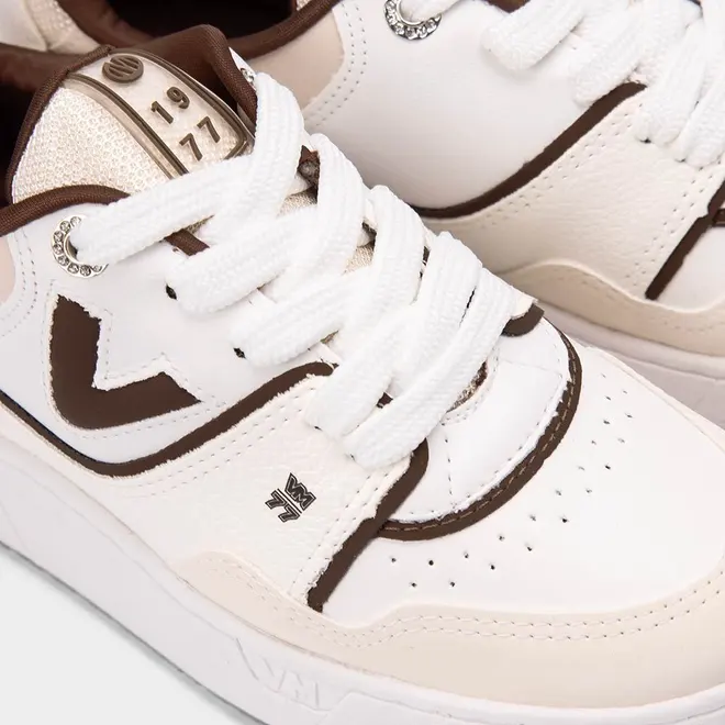 Tênis Casual Feminino Via Marte Flatform Branco & Marrom