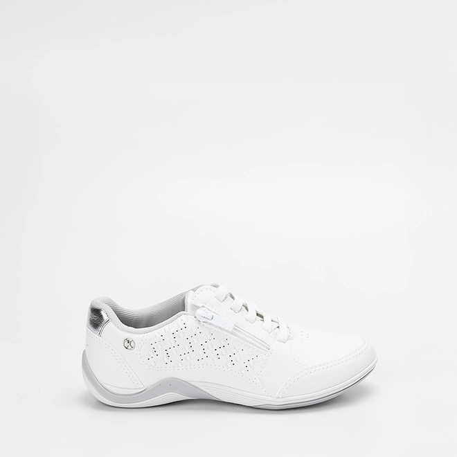 Tênis Casual Feminino Kolosh Perfuros Zíper Branco