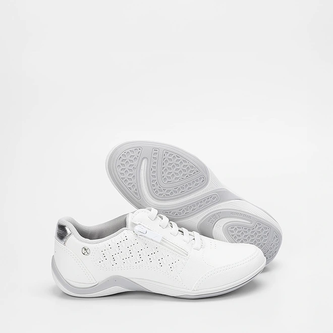 Tênis Casual Feminino Kolosh Perfuros Zíper Branco
