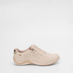 Tênis Casual Feminino Kolosh Perfuros Zíper Bege