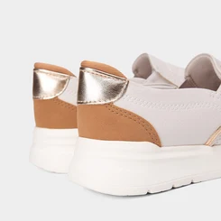 Slip On Feminino Kolosh Calce Fácil Metallizado Marfim