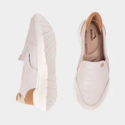 Slip On Feminino Kolosh Calce Fácil Metallizado Marfim