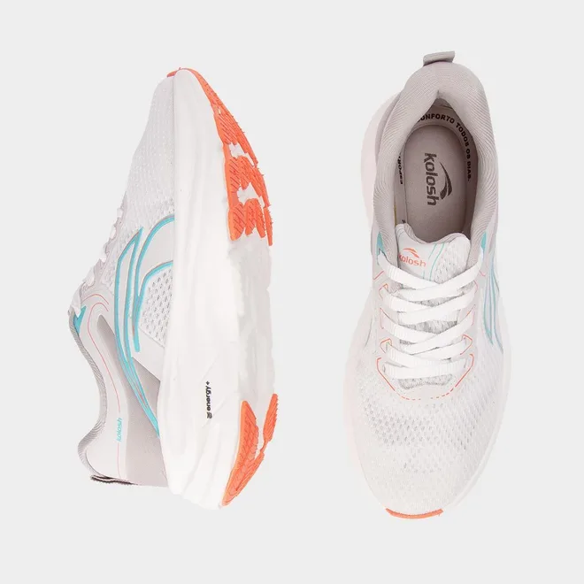 Tênis Esportivo Feminino Kolosh Sprinda Branco & Cinza