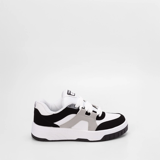 Tênis Casual Masculino Logus Recortes Em Nobuck Branco & Preto