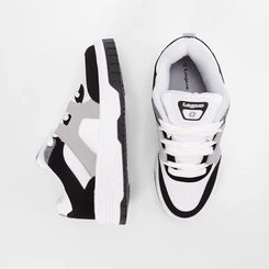 Tênis Casual Masculino Logus Recortes Em Nobuck Branco & Preto