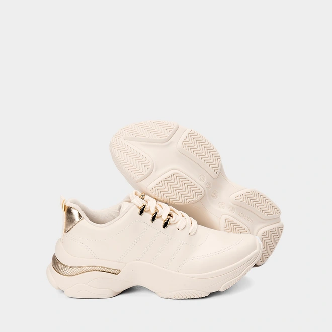 Tênis Chunky Feminino Ramarim Chunky Detalhe Ilhós Off White