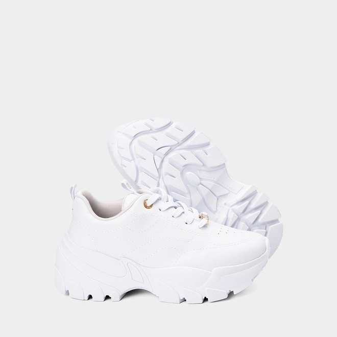 Tênis Chunky Feminino Ramarim Detalhe Pingente Branco