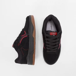 Tênis Casual Masculino Logus com Detalhes Vermelhos Nobuck Preto