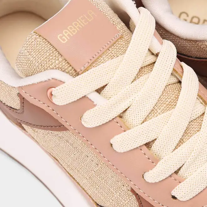 Tênis Casual Feminino Gabriela Flatform Recortes Em Camurça Bege